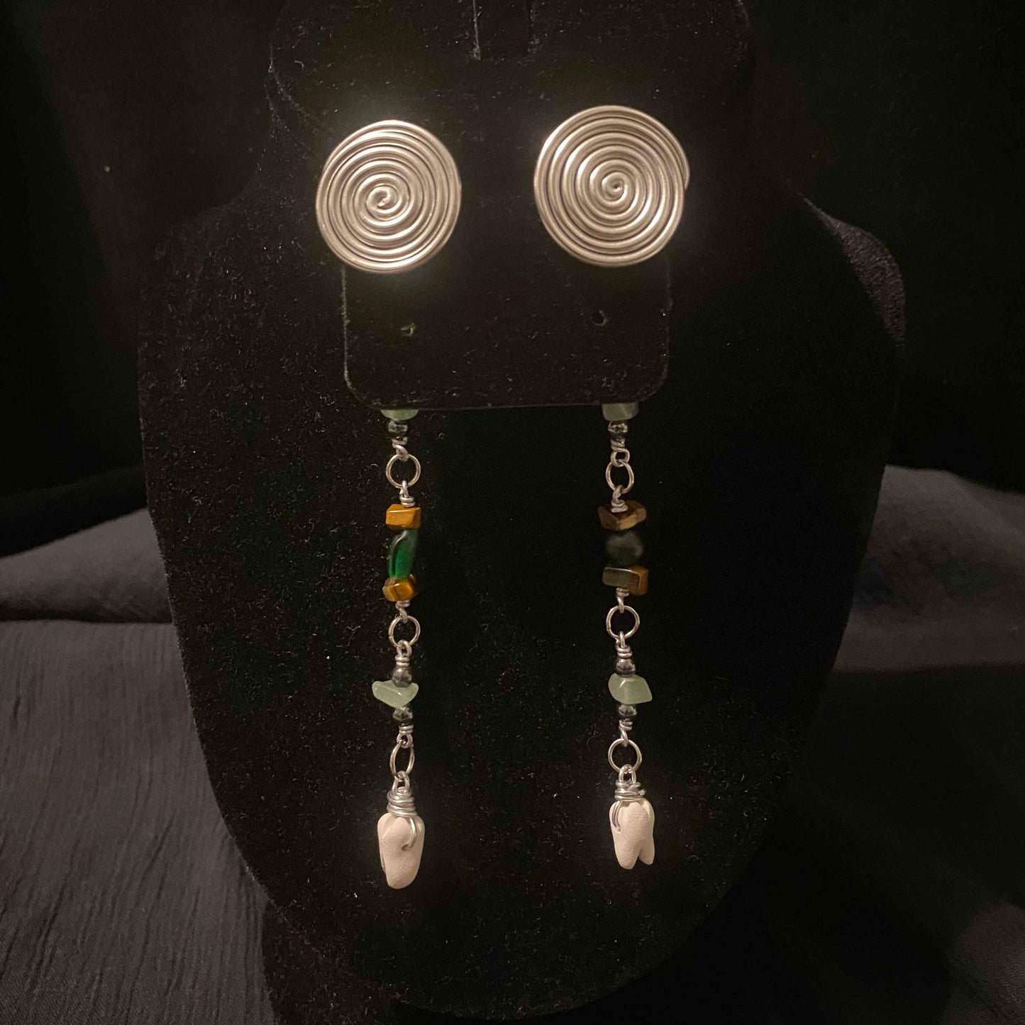 Silver spiral gauge earrings size 19mm