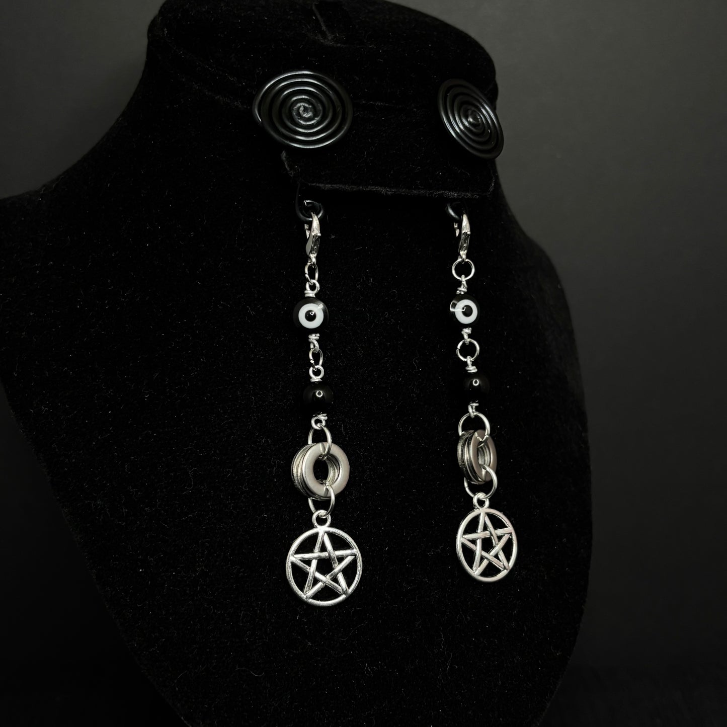 Black Spiral Gauge Earrings | Gothic Starz
