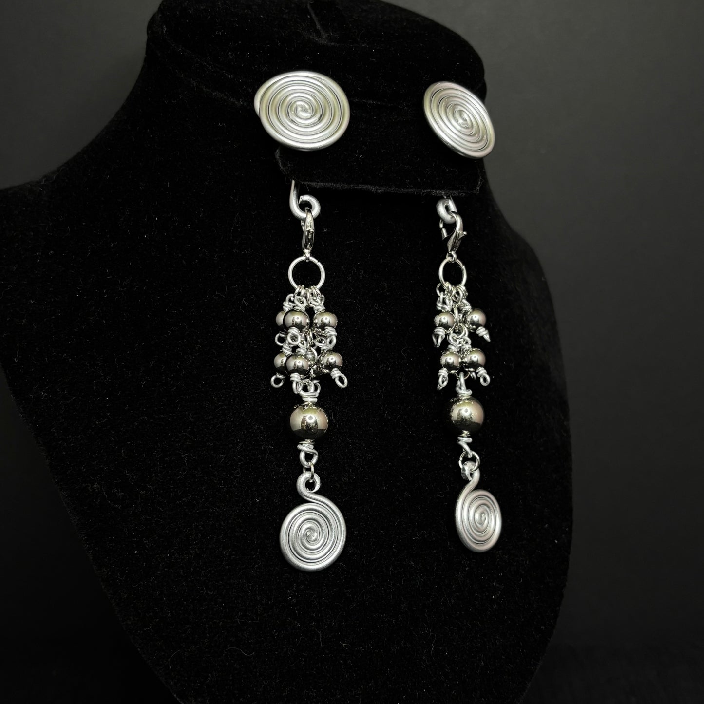 Silver Spiral Gauge Earrings | Spiral Cluster