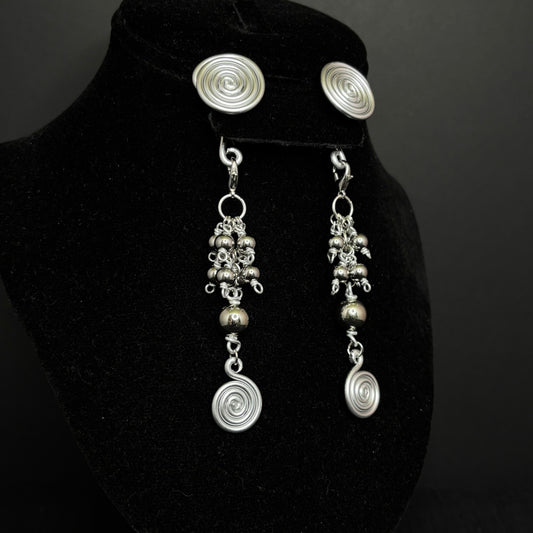 Silver Spiral Gauge Earrings | Spiral Cluster