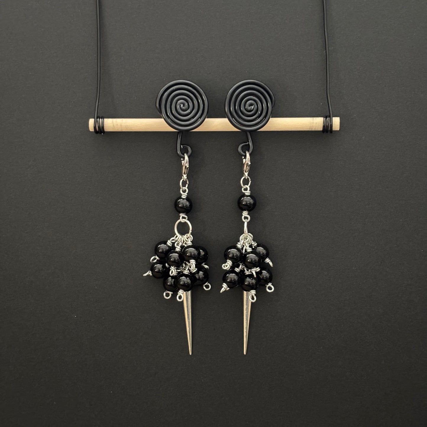 Black Spiral Gauge Earrings | Vampire Cluster