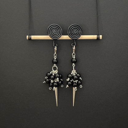 Black Spiral Gauge Earrings | Vampire Cluster