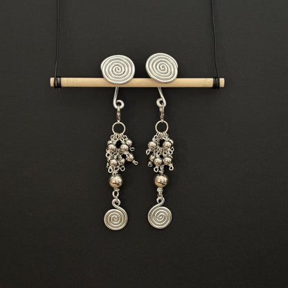 Silver Spiral Gauge Earrings | Spiral Cluster