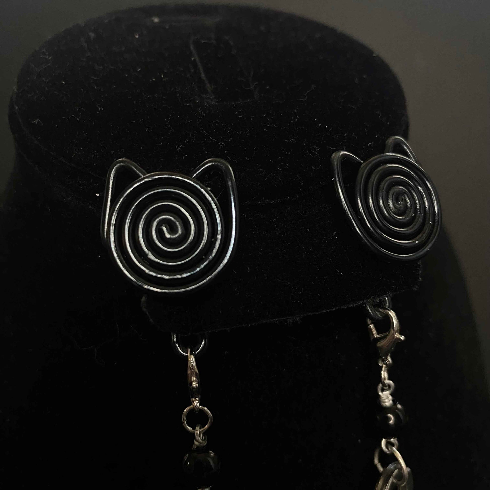 Black Kittie Spiral Gauge Earrings