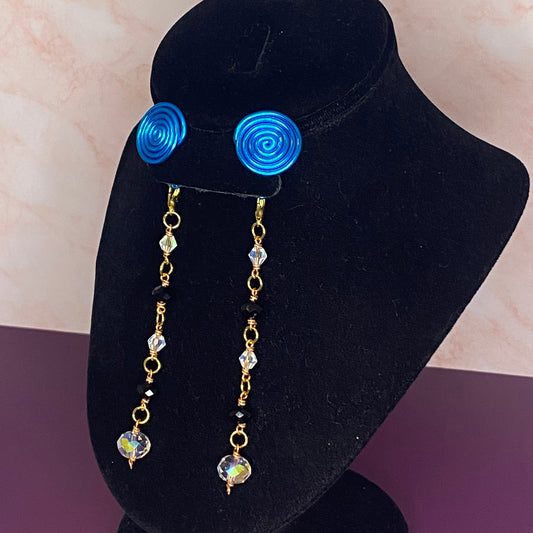 Aqua Spiral Gauge Earrings 12mm - 17mm