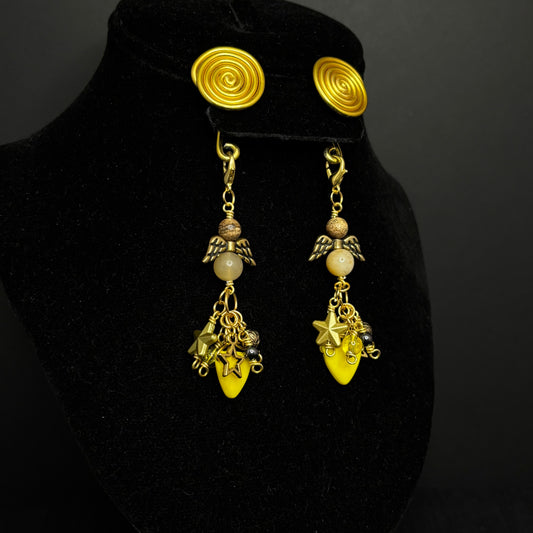 Golden Spiral Gauge Earrings | Golden Angels