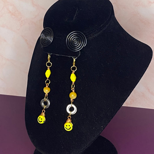 Black And Yellow Spiral Gauge Jewelry 18mm - 22mm