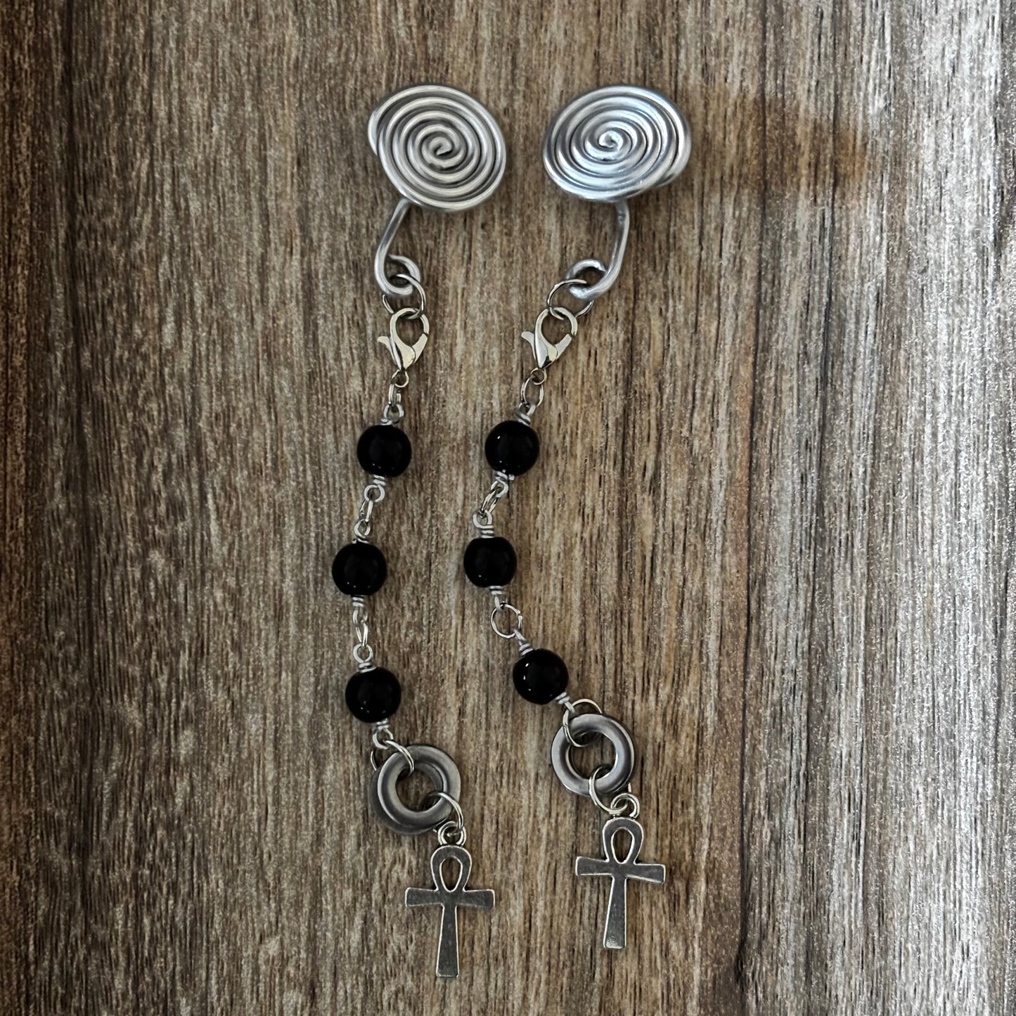 Ankh Charm Gauge Earrings