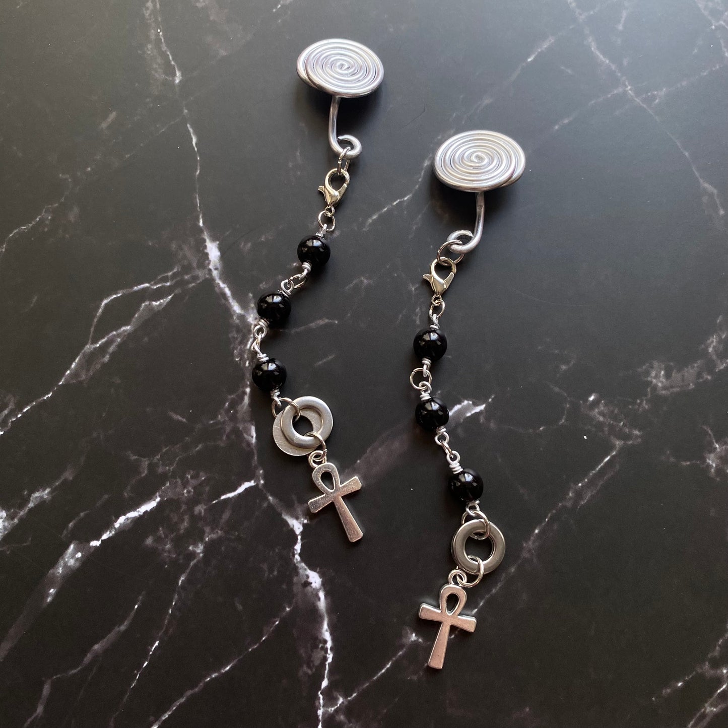 Ankh Charm Gauge Earrings