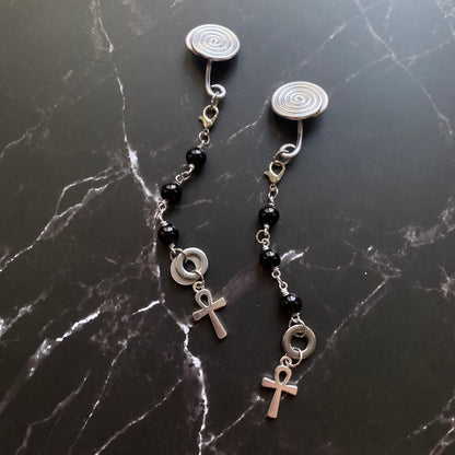 Ankh Charm Gauge Earrings