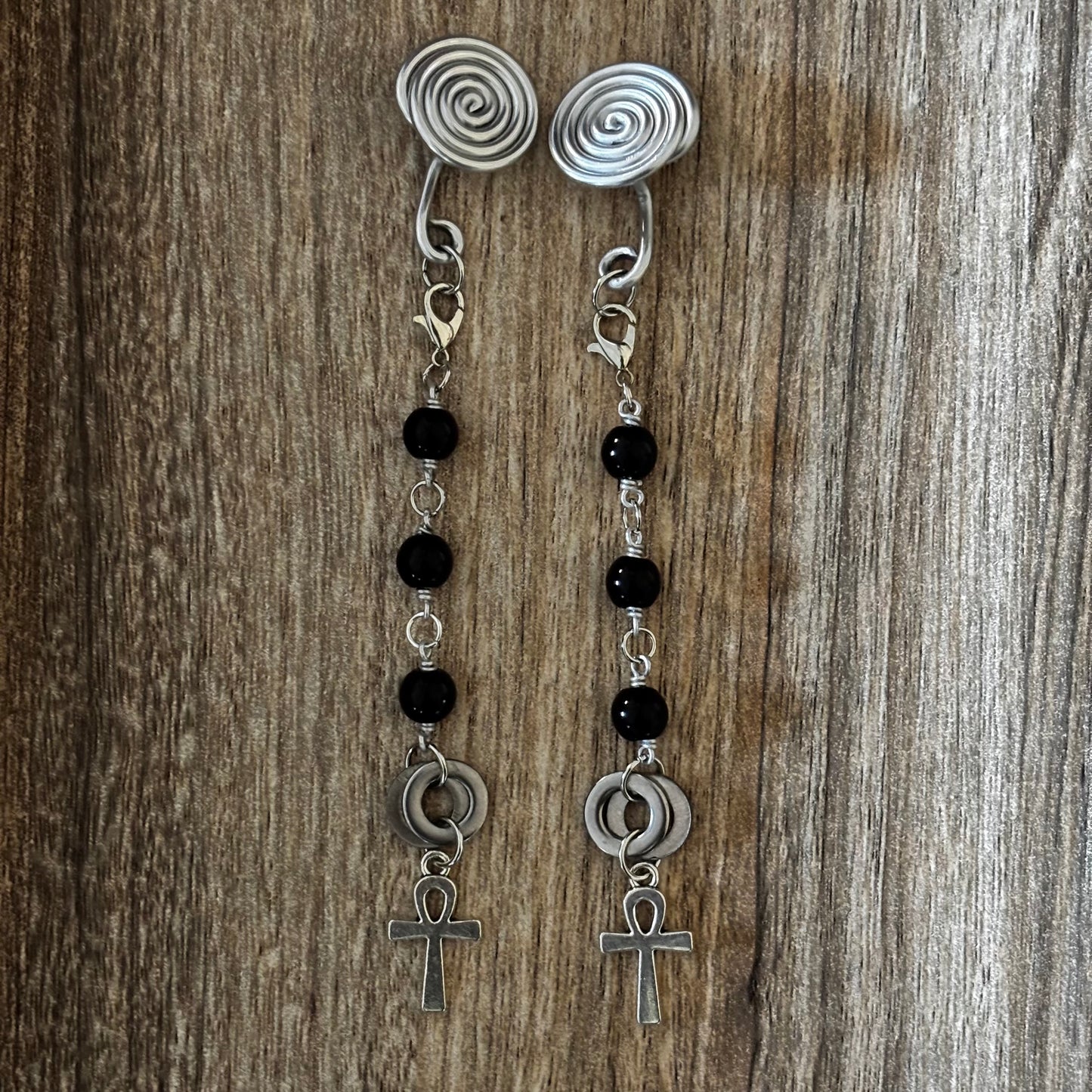 Ankh Charm Gauge Earrings - Starwoven Co