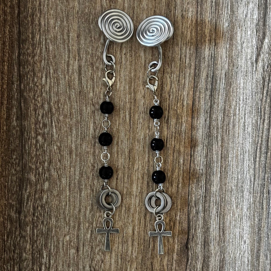 Ankh Charm Gauge Earrings - Starwoven Co
