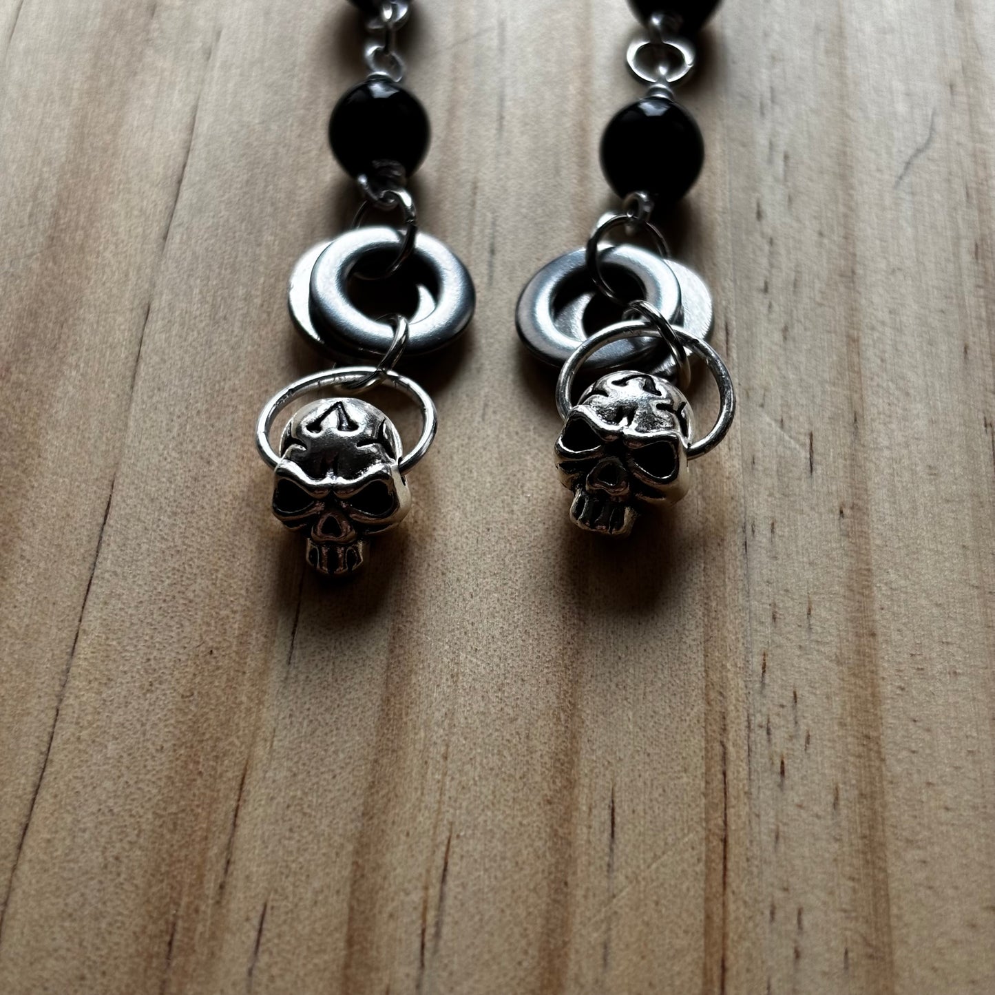 Skull Charm Spiral Gauge Earrings
