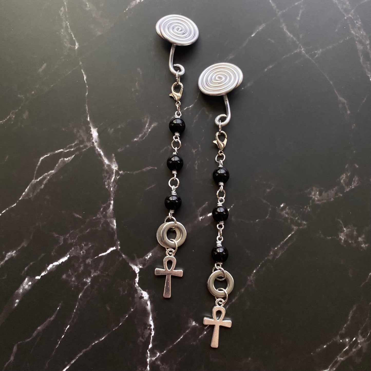 Ankh Charm Gauge Earrings