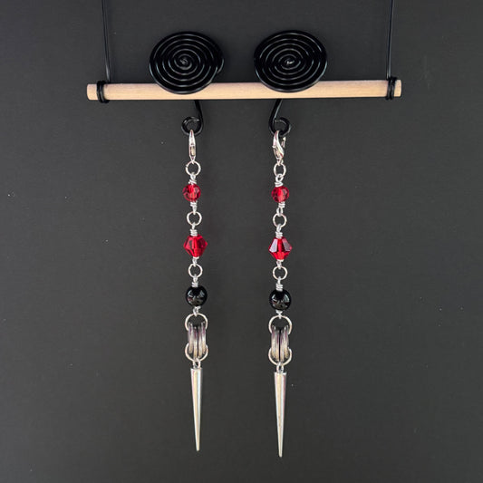 Black Spiral Gauge Earrings (Dangle) 14mm - 17mm