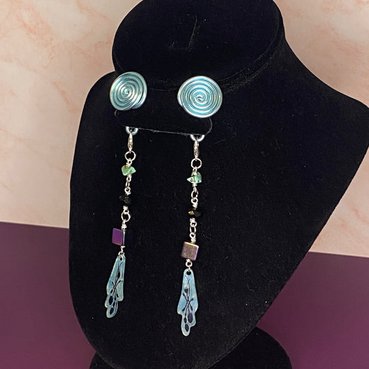 Ice Blue Spiral Gauge Earrings 11mm - 16mm