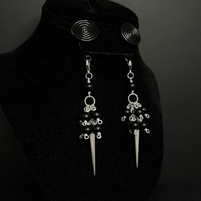 Black Spiral Gauge Earrings | Vampire Cluster
