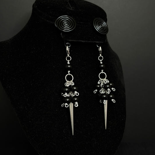 Black Spiral Gauge Earrings | Vampire Cluster