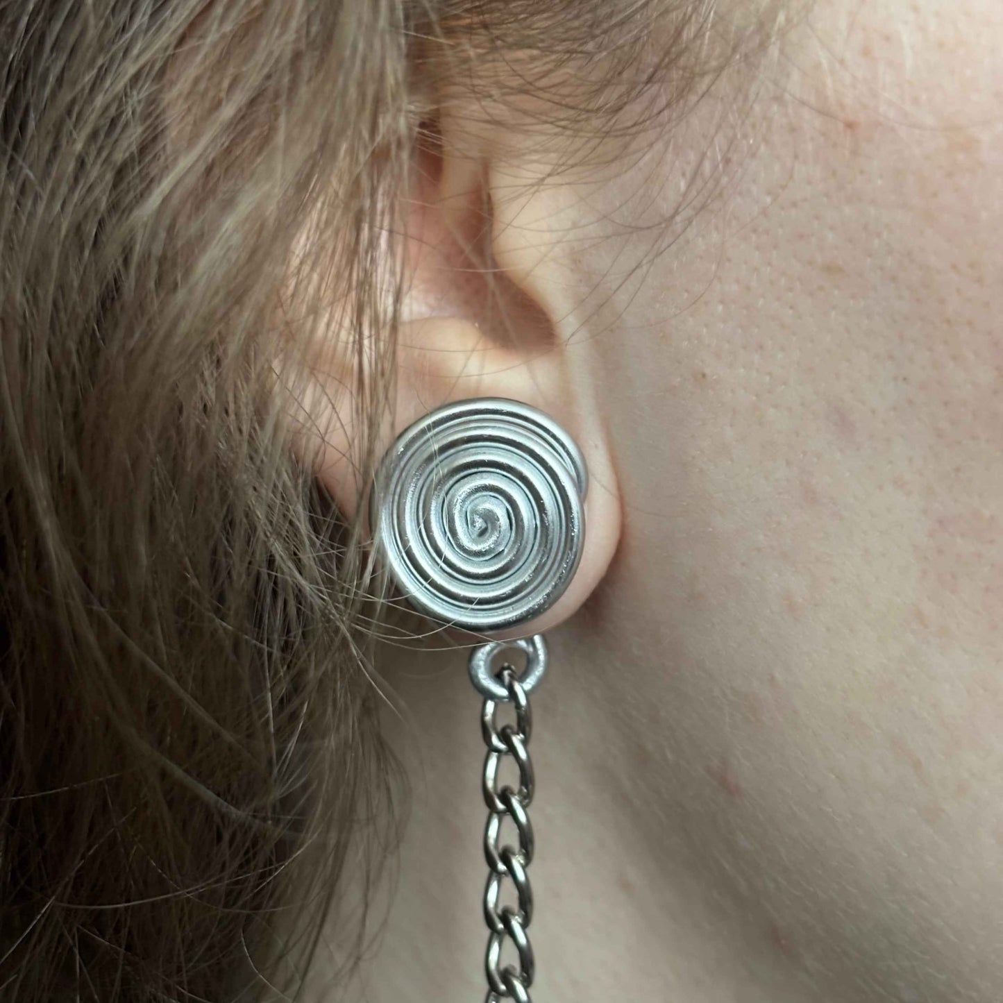 Silver Spiral Gauge Earrings