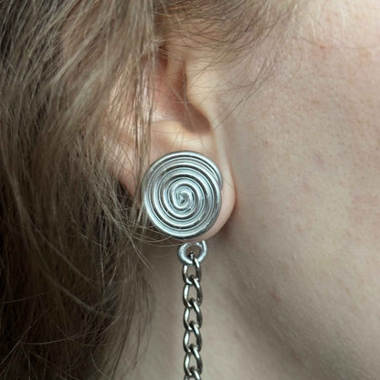 Silver Spiral Gauge Earrings
